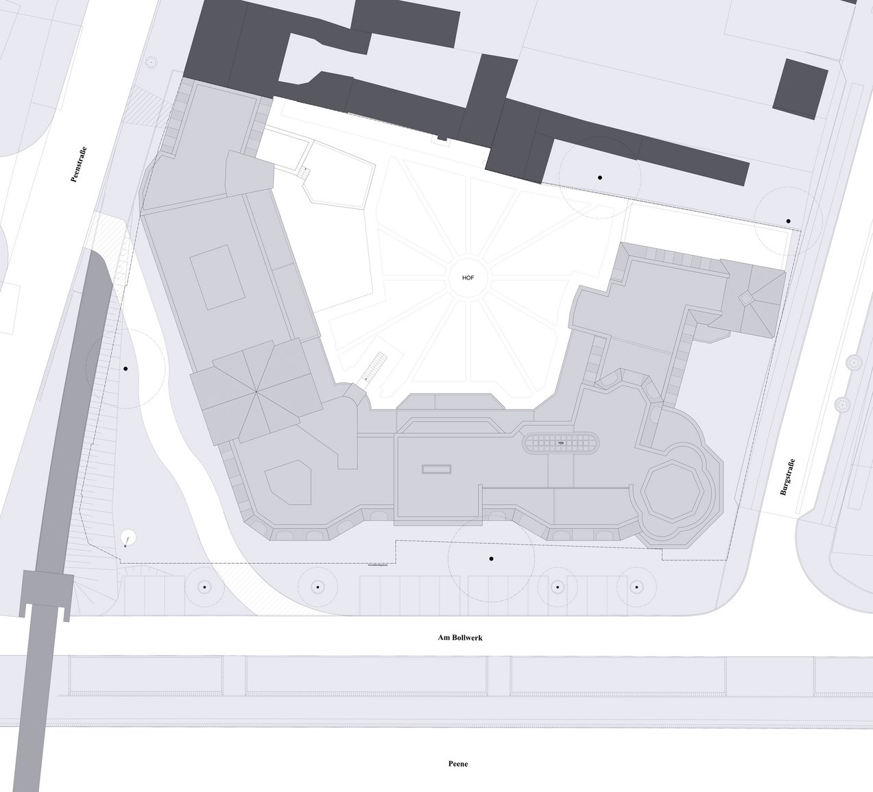 Ein orthogonaler Stadtgrundriss des Gebäudes