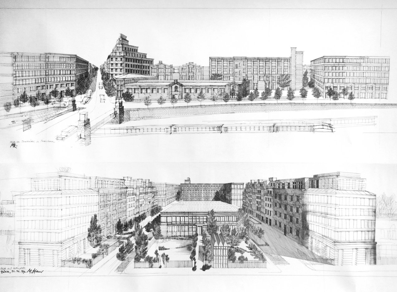 Bleistiftskizze des Stadtquartiers