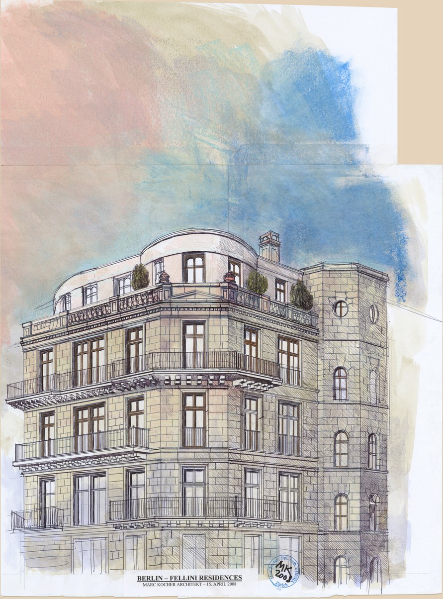 Aquarell Skizze der Fassade